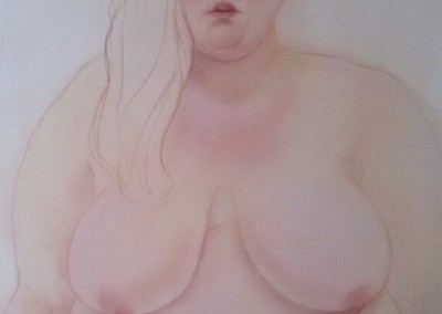 20. Sarah Anne Burns. Untitled Naked Self-Portrait. 2014.  Pastel on Paper. 28 in X 38 in.