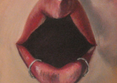 9. Sarah Anne Burns. Open Mouth With Rings. 2010, Pastel on Board, 5 in x 7in.
